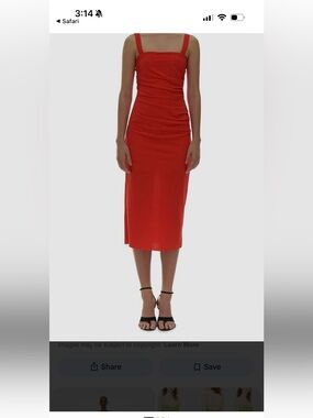 Helmut Lang Red Midi Dress with Square Neck